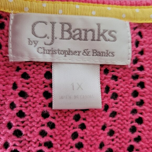 CJ Banks Knit Button Front Granny Cardigan Sweater w/ Unique Button Detail, 1X - Picture 4 of 7